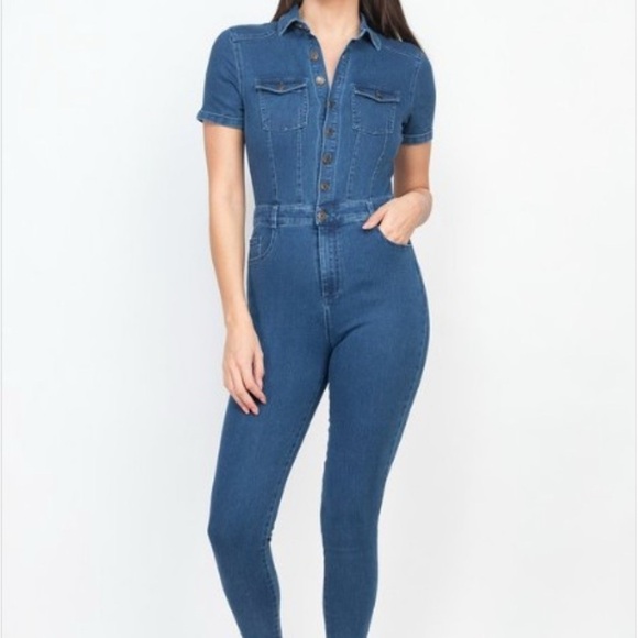 Haute Monde Pants - Stylish Blue Denim Jumpsuit